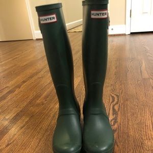 Army green tall hunter boots